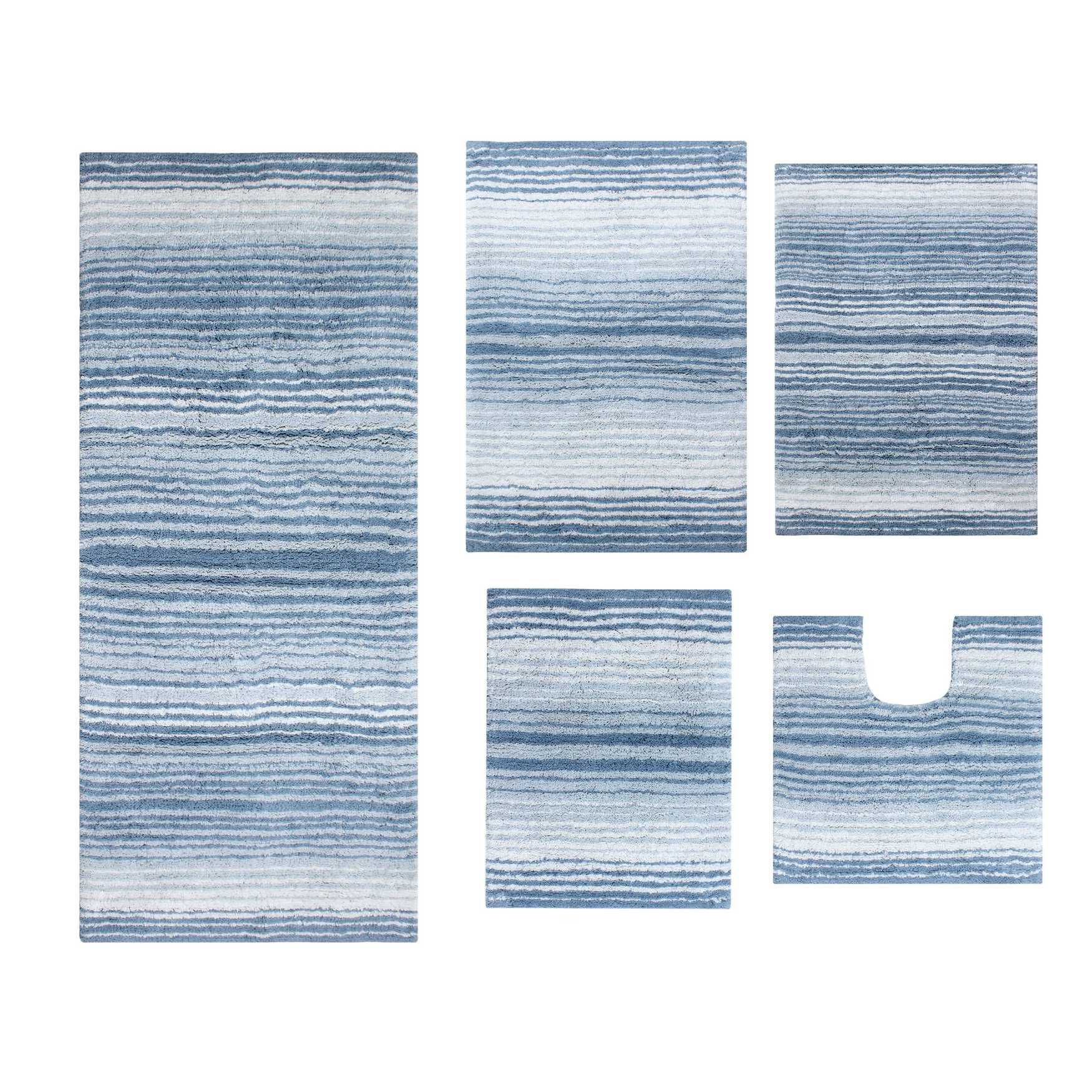 Gradiation 5 Piece Set Bath Rug Collection, BLUE, hi-res image number 0