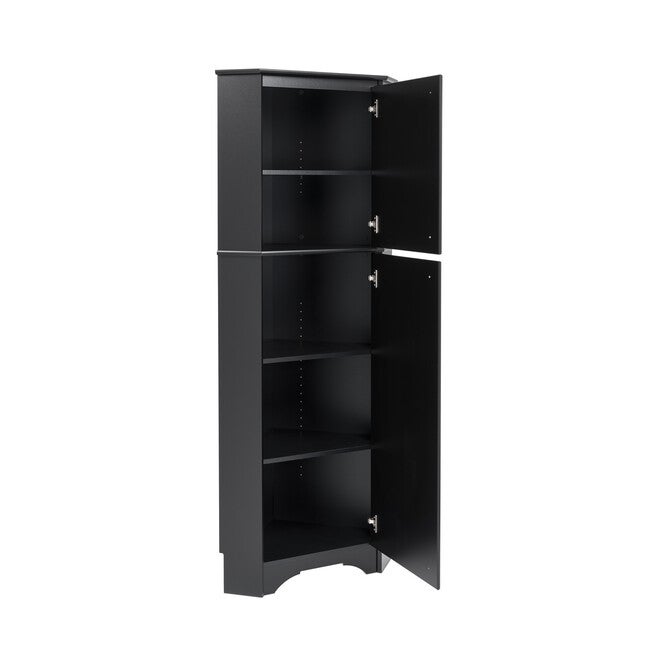 Elite Tall 2-Door Corner Storage Cabinet, Black, , on-hover image number null