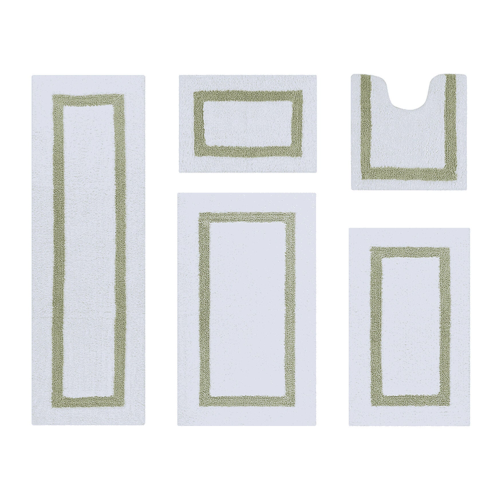 Hotel Collection 100% Cotton 5 Piece (17 inches X 24 inches | 20 inches X 20 inches | 21 inches X 34 inches | 24 inches X 40 inches | 20 inches X 60 inches) Bath Rug Set, WHITE SAGE, hi-res image number 0