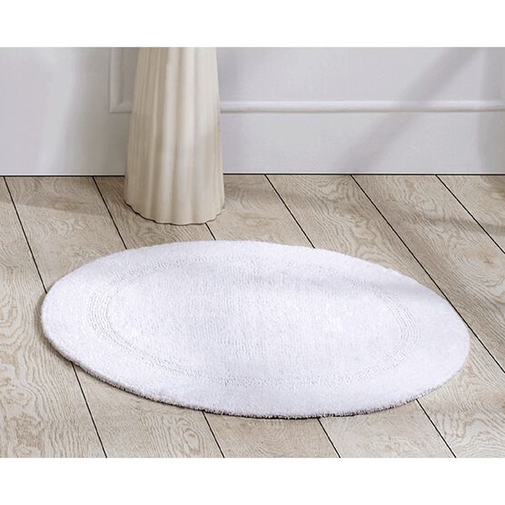 Lux Collections Bath Mat Rug 30" Round, WHITE, hi-res image number null