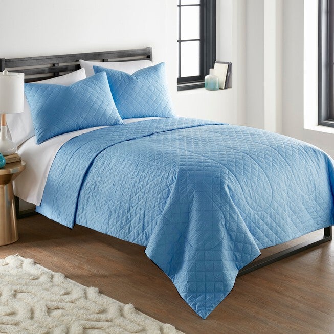 Seersucker Solid Blue 6-In-1 Quilt Set, , alternate image number 5