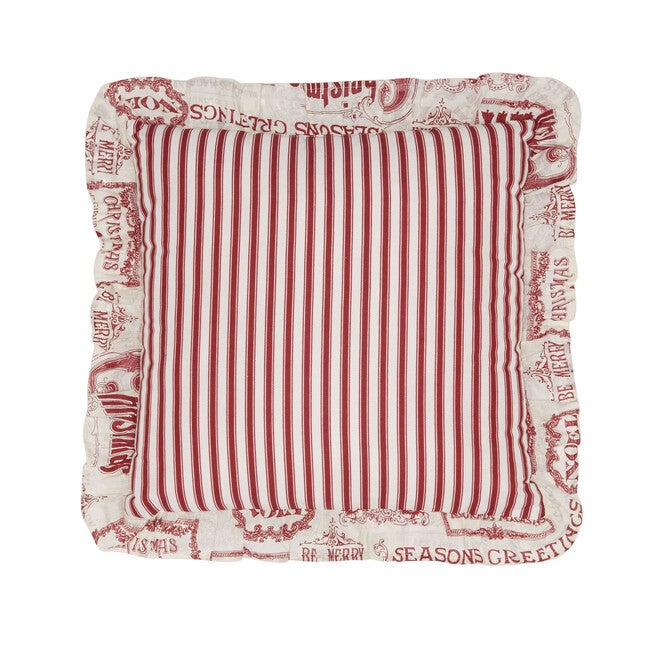 Vintage Christmas 16 inches Sq. Pillow, IVORY RED, hi-res image number null