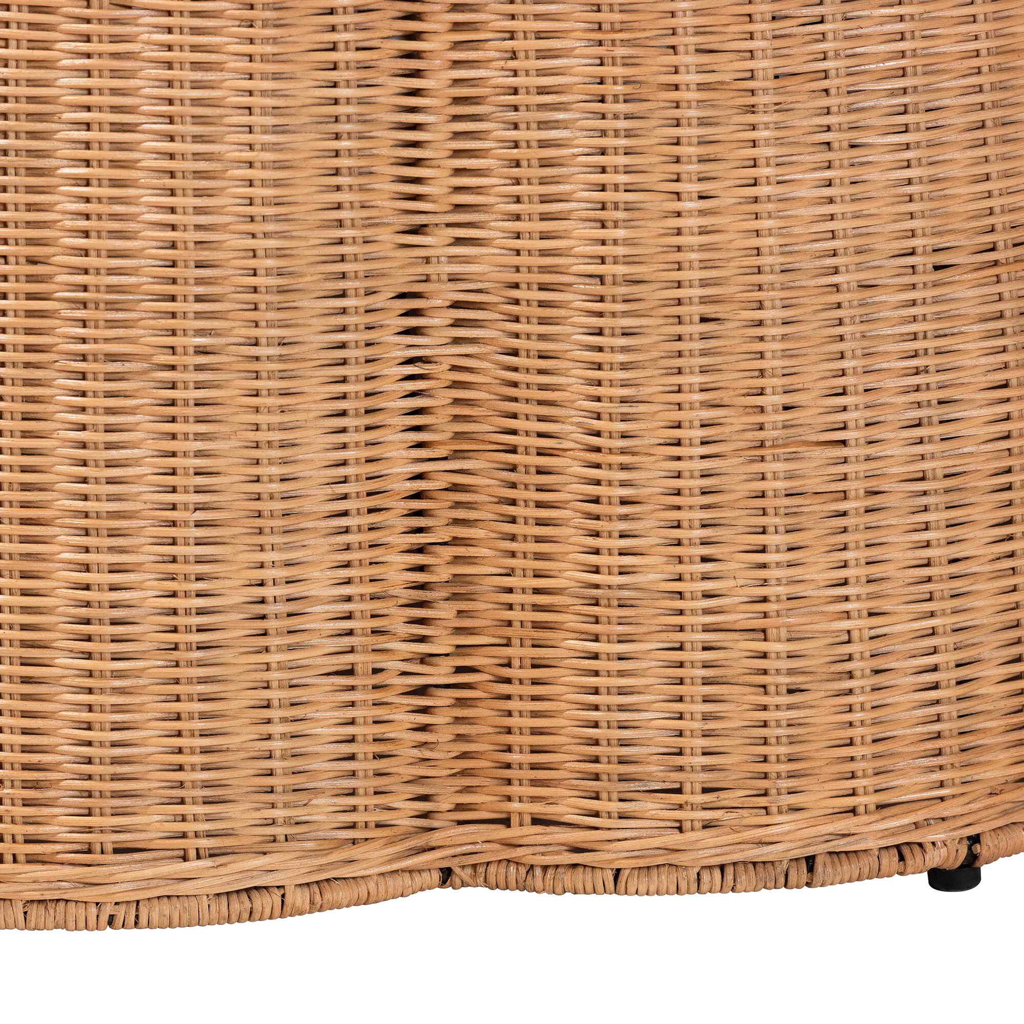 Close-up of rattan ottoman base weaving
