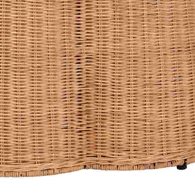 Close-up of rattan ottoman base weaving