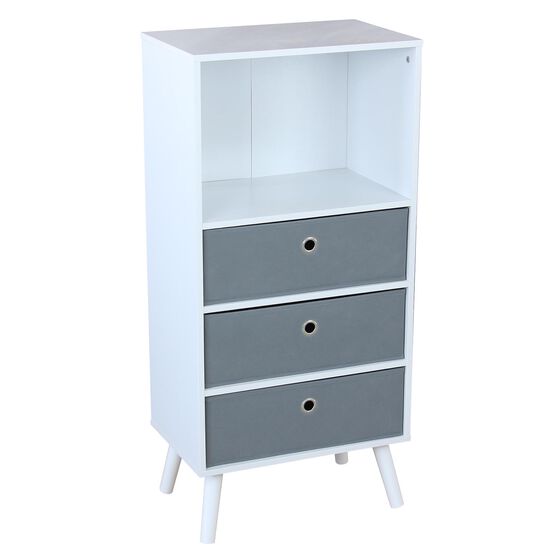Home Basics 3 Cube Shelf with Three Bins, WHITE, hi-res image number null
