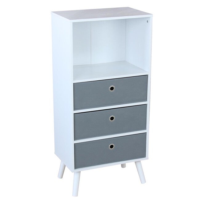 Home Basics 3 Cube Shelf with Three Bins, WHITE, hi-res image number 0