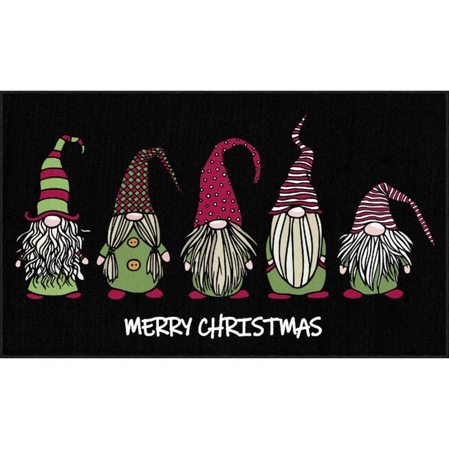 Christmas Gnomes Grey Kitchen Rug, BLACK, hi-res image number null