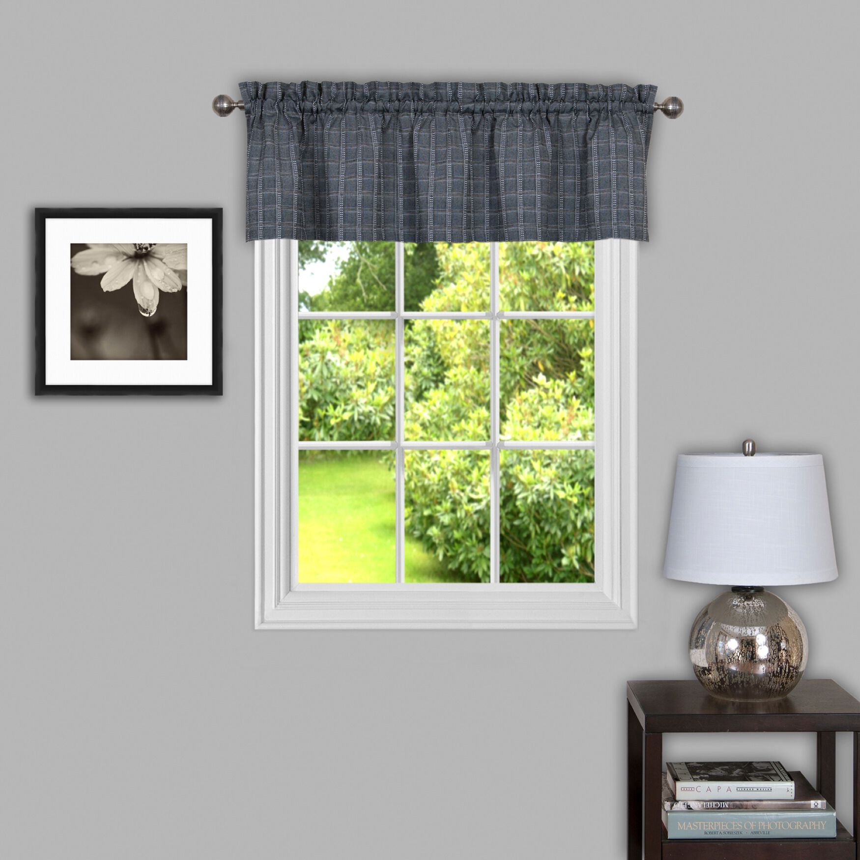 Sydney 58 inches x 14 inches Window Curtain Valance, GREY, hi-res image number 0