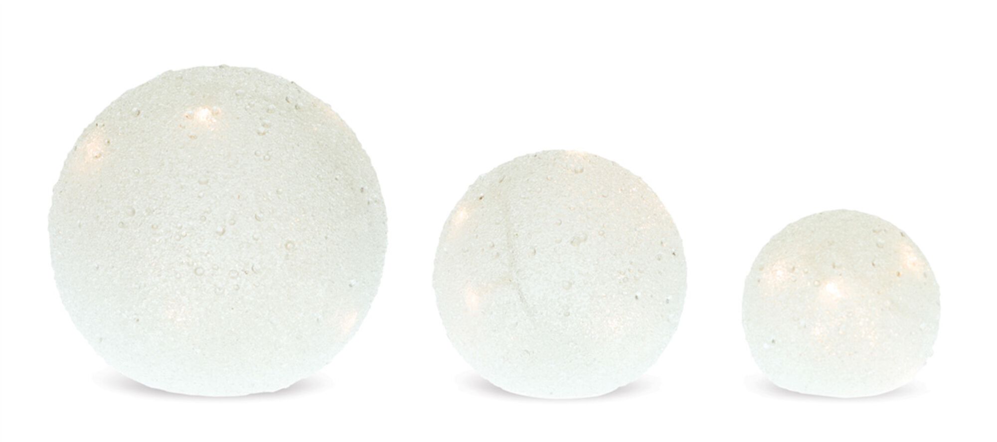 LED Frosted Snowball Globe (Set of 3), WHITE, hi-res image number 0
