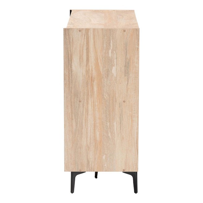 Malcolm Mid-Century Modern Oak Brown Wood Shoe Cabinet with Flipper Doors, OAK, alternate image number 4