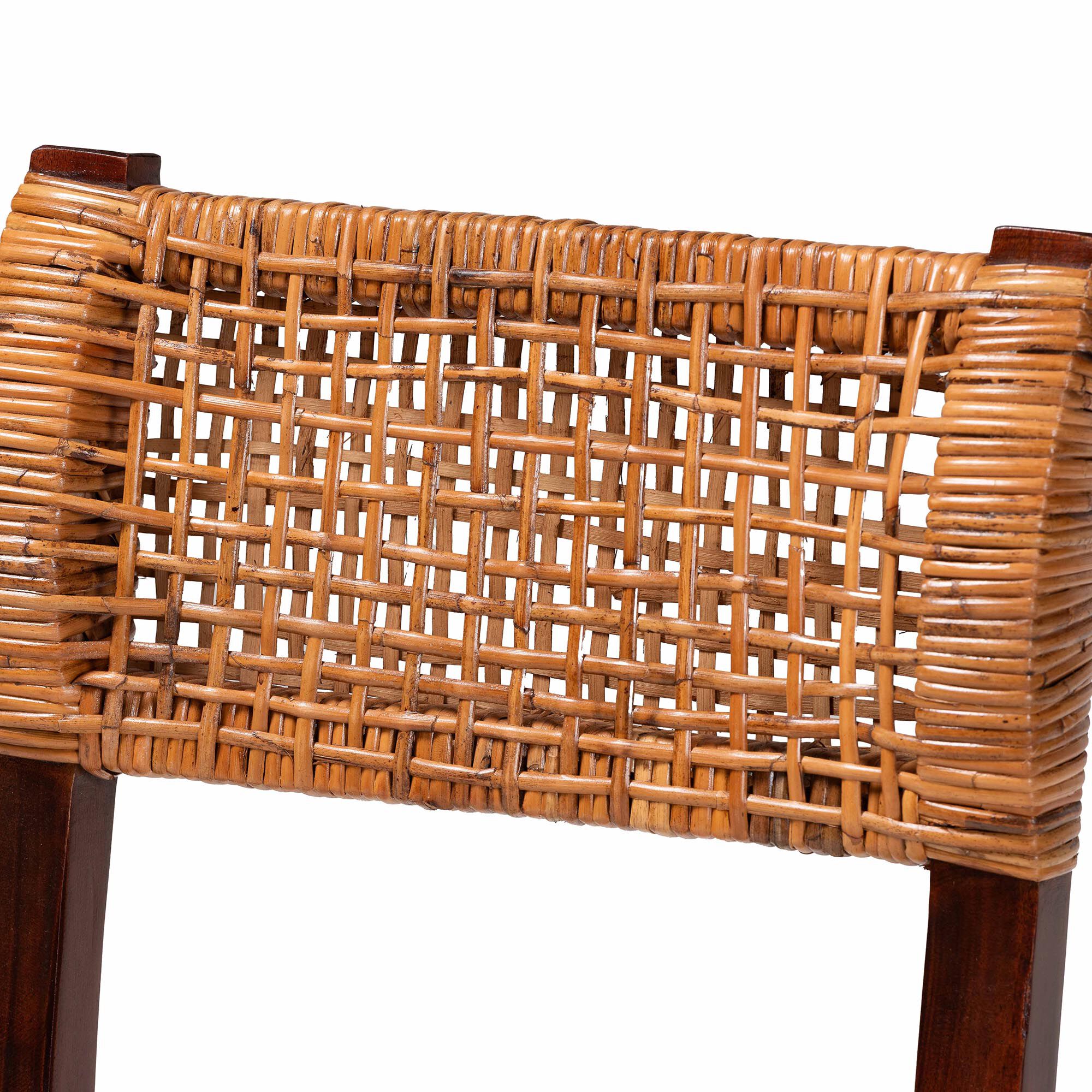 Dameka Bohemian Light Honey Rattan and Dark Brown Wood Dining Chair, HONEY, alternate image number 5