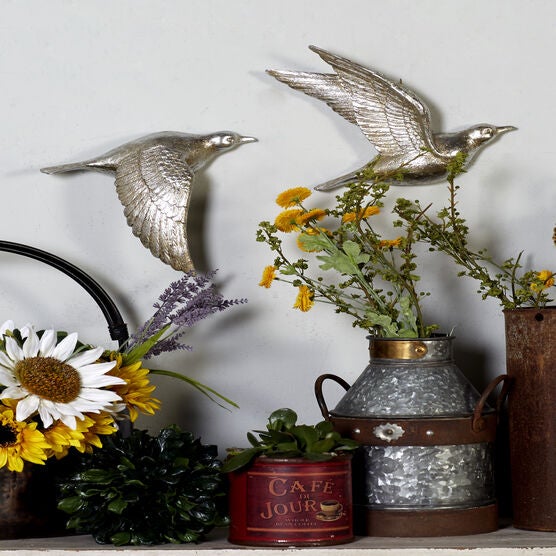 Set Of 3 Silver Polystone Coastal Birds Wall Décor, , alternate image number null