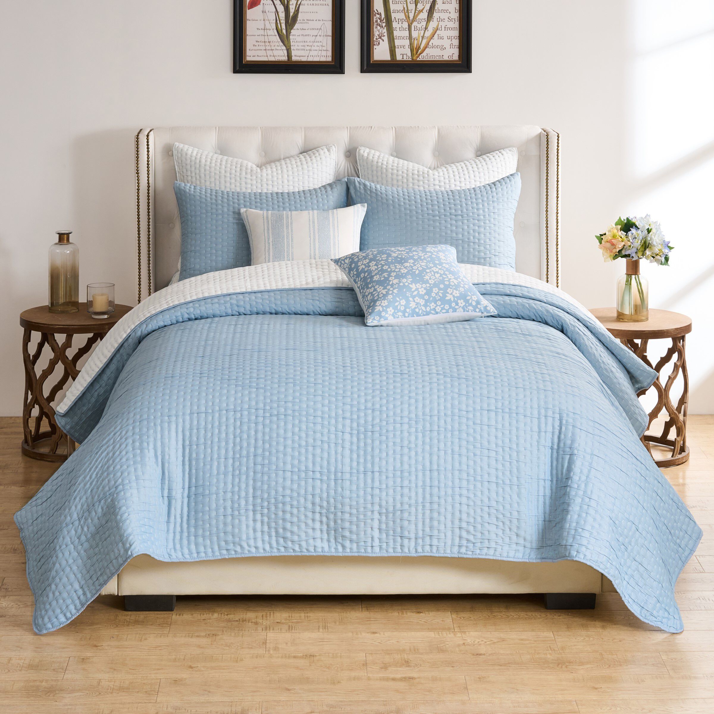Homestead Rustic Farmhouse Matelassé Coverlet Set, SKY BLUE, alternate image number 5