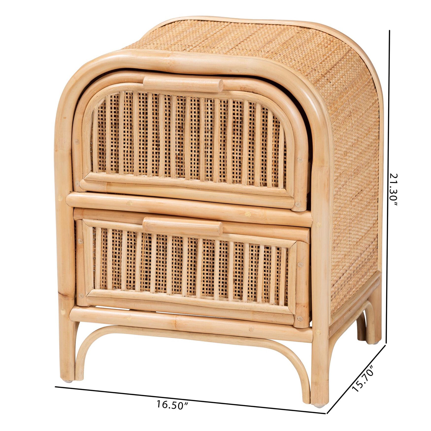 Adrika Bohemian Natural Rattan 2-Drawer Nightstand, , alternate image number 14