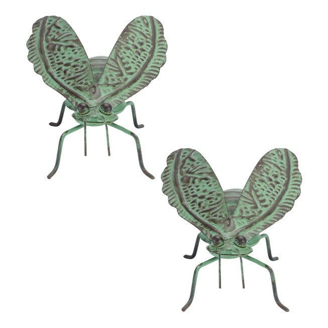 Iron Metal Bumble Bee Garden Accent (Set of 2), GREEN/BLACK, alternate image number null