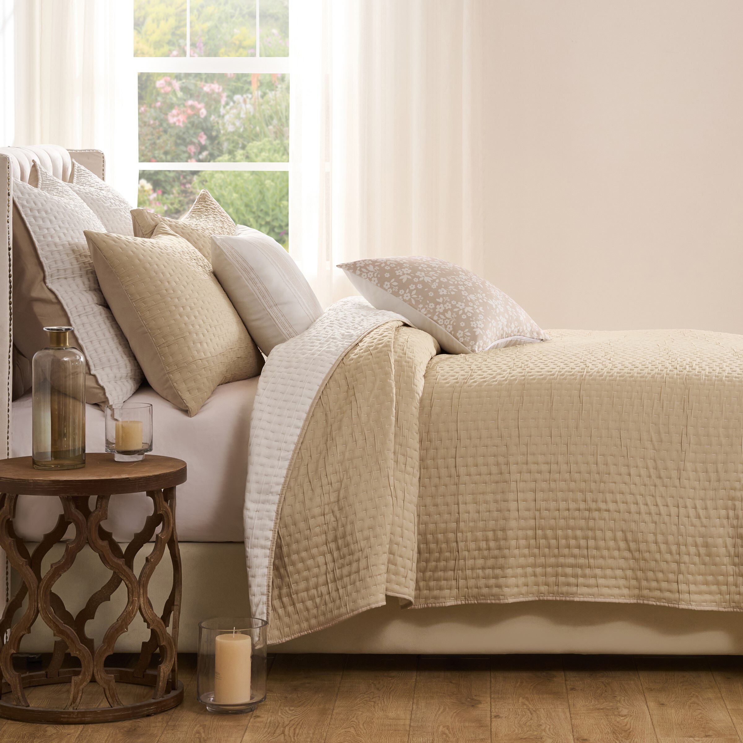 Homestead Rustic Farmhouse Matelassé Coverlet Set, NATURAL, alternate image number 2