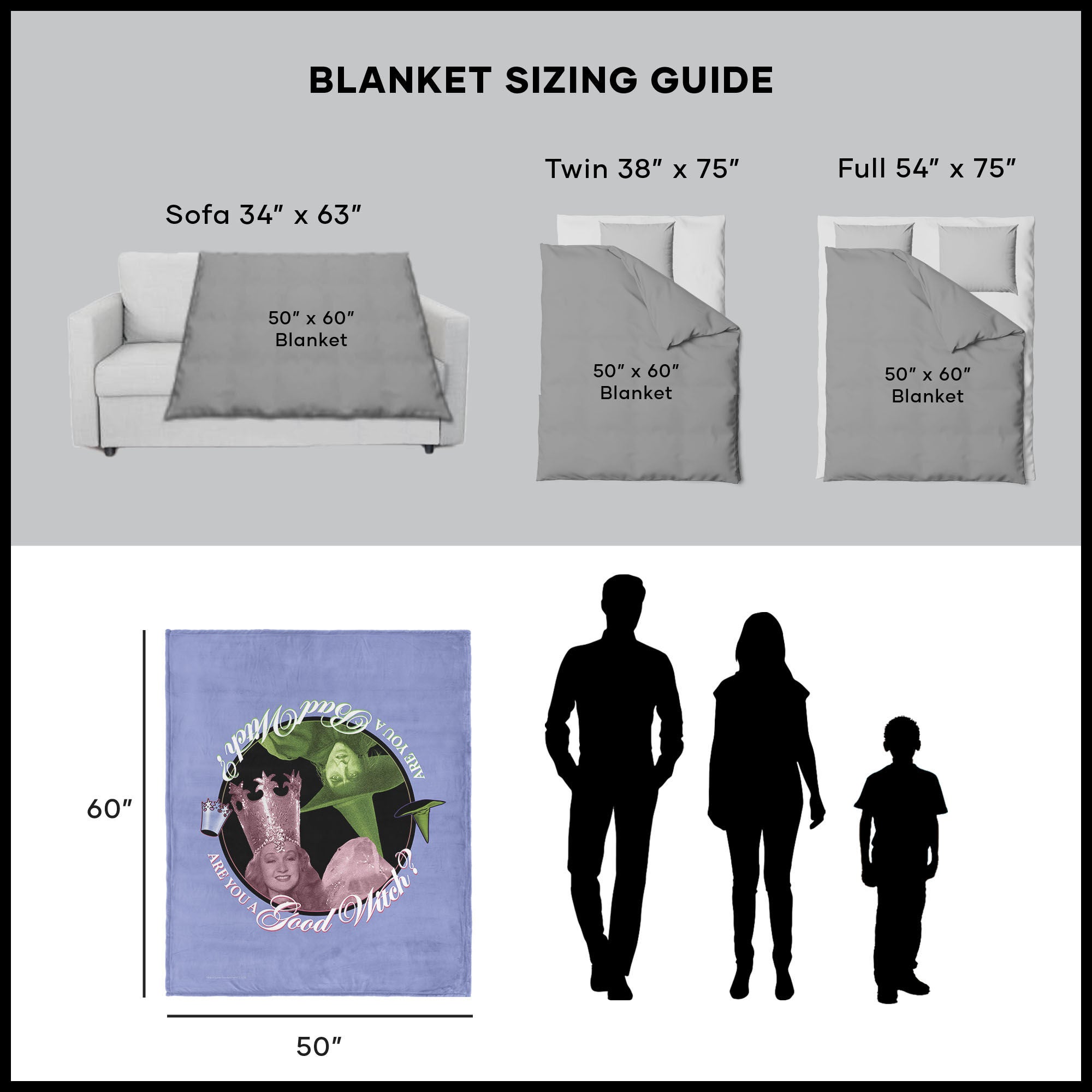 Warner Bros. The Wizard of Oz Good Witch Silk Touch Sherpa Throw Blanket 50x60 Inches, OZ THROW, alternate image number 5