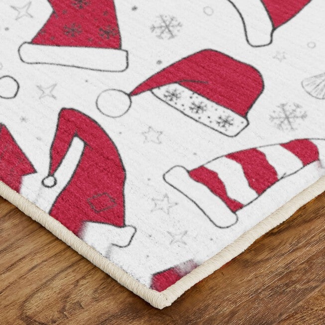 Santa Hats Red Kitchen Rug, , on-hover image number null