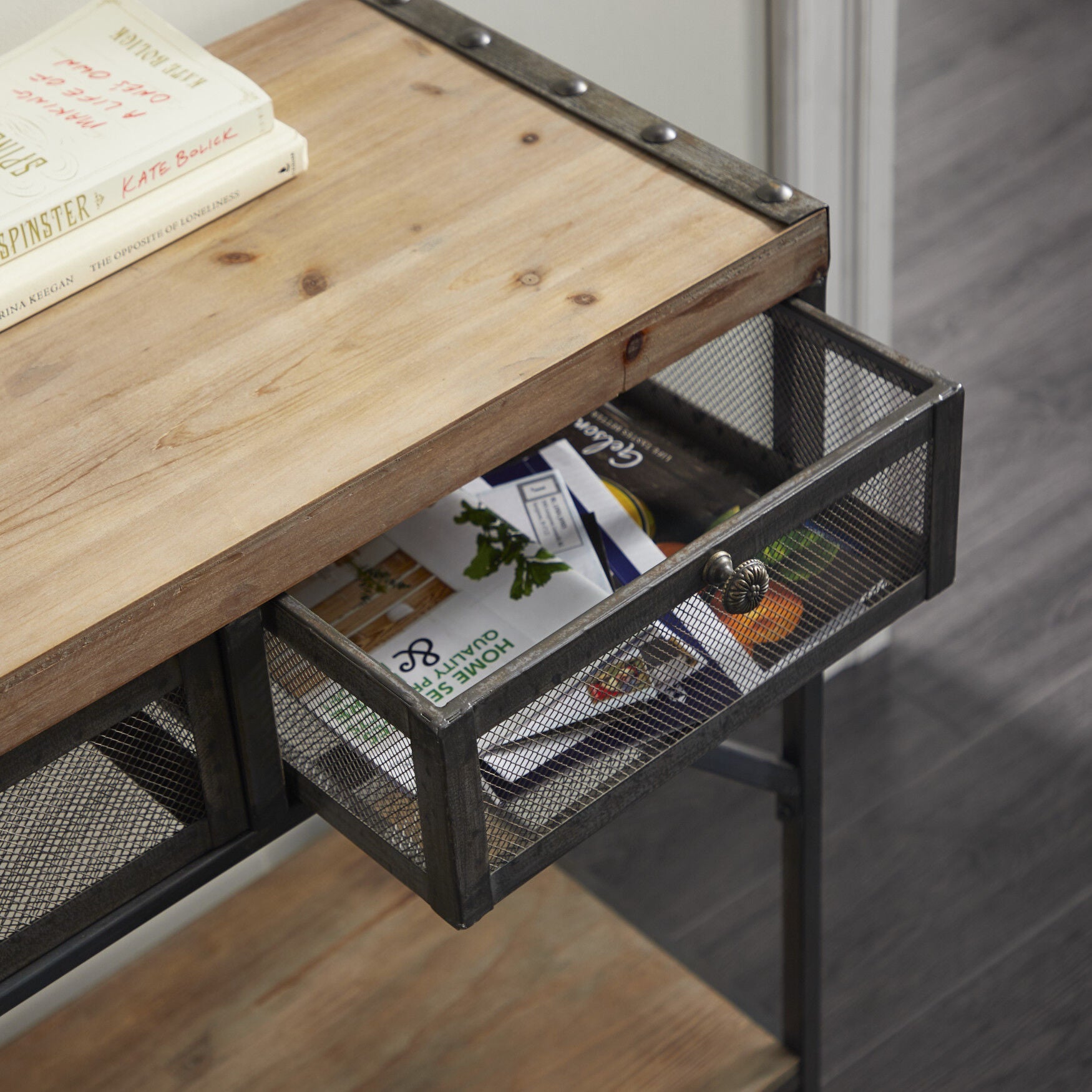 Brown Industrial Metal Console Table, 32 x 43, , alternate image number 3