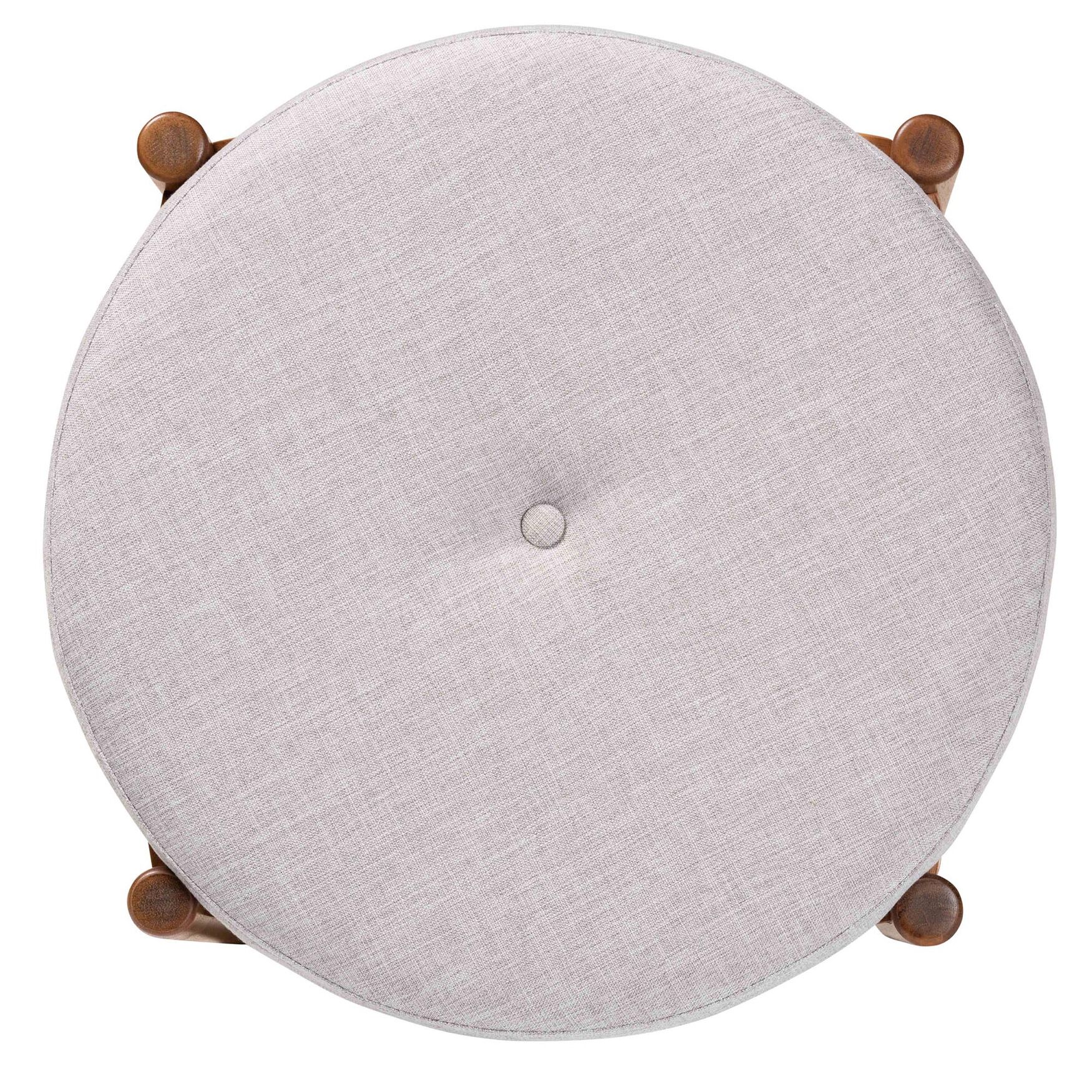 Iliana Japandi Dark Grey Fabric And Walnut Brown Finished Wood Ottoman Footstool, , alternate image number 3