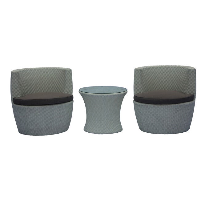 Flori 3 Pieces Non-Swivel Bistro Set with Cushions, WHITE, hi-res image number null
