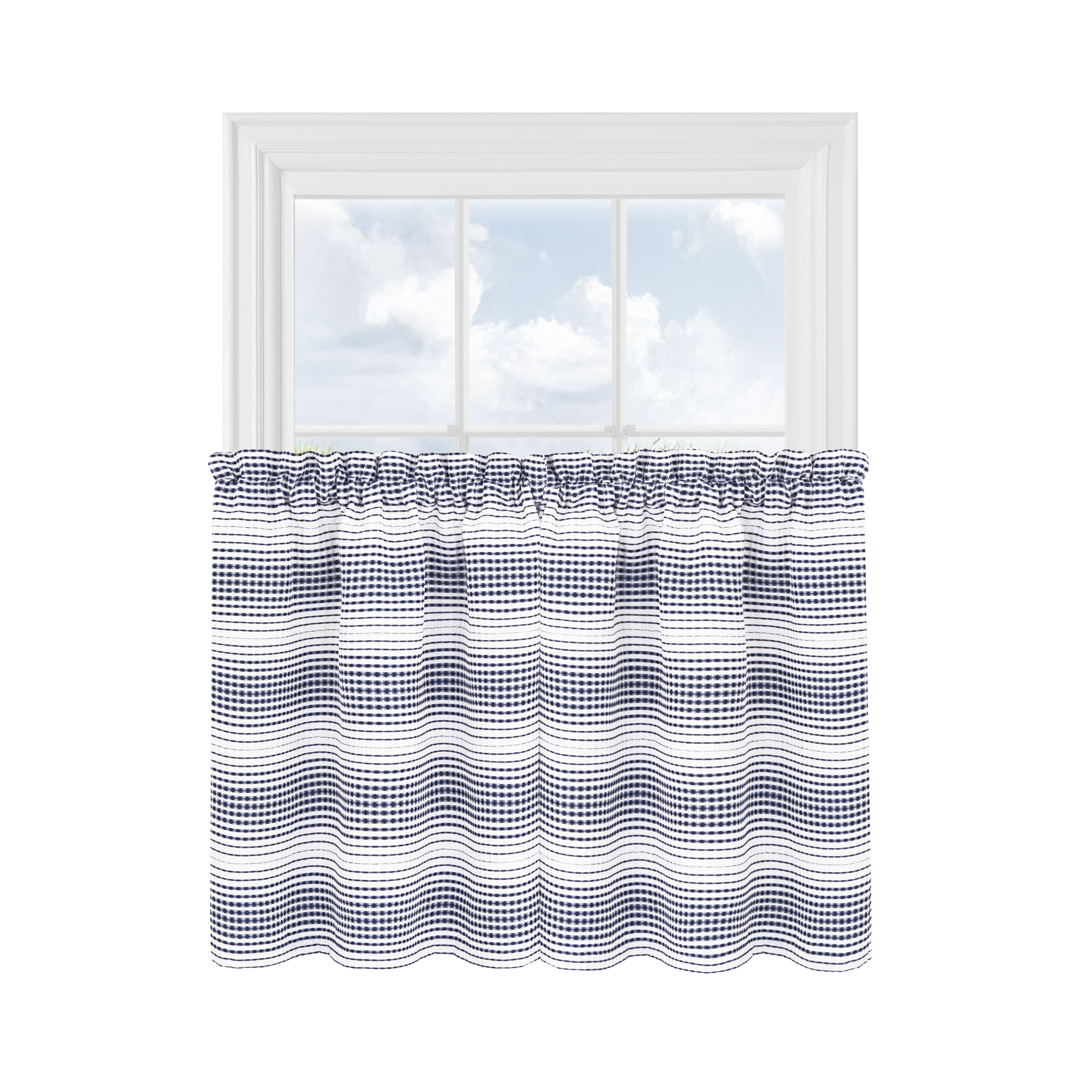 Gramercy Window Curtain Tier Pair, NAVY, alternate image number 1