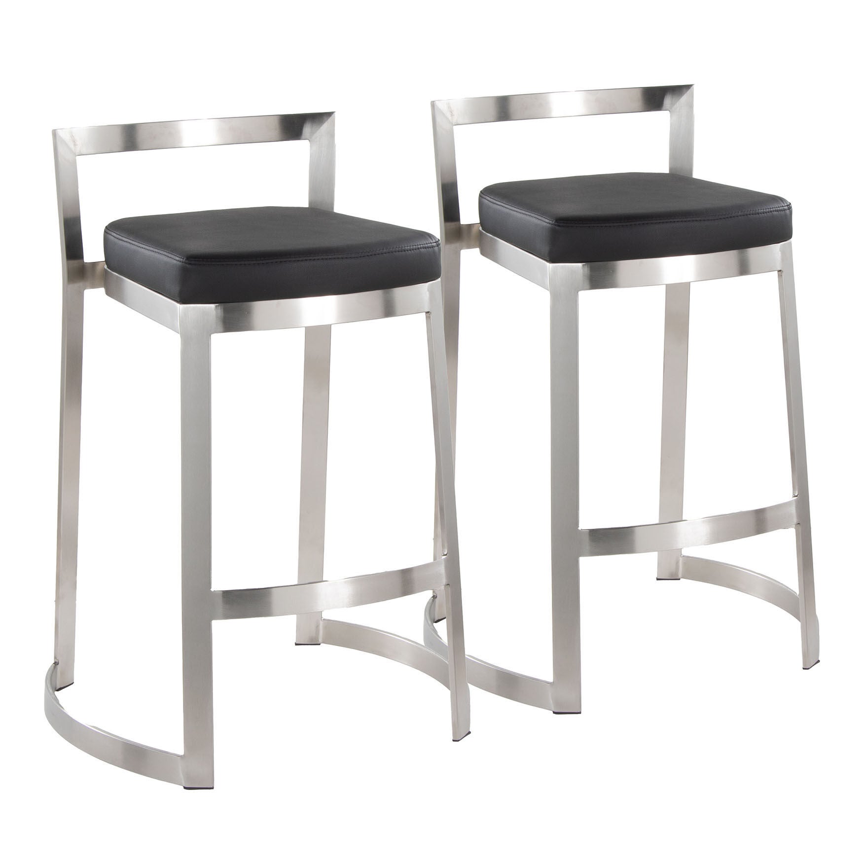 Fuji Dlx Counter Stool - Set Of 2, STAINLESS STEEL BLACK, hi-res image number 0
