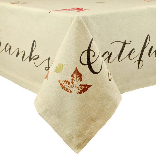 Rustic Leaves Print Tablecloth 60x120, TAN, hi-res image number null