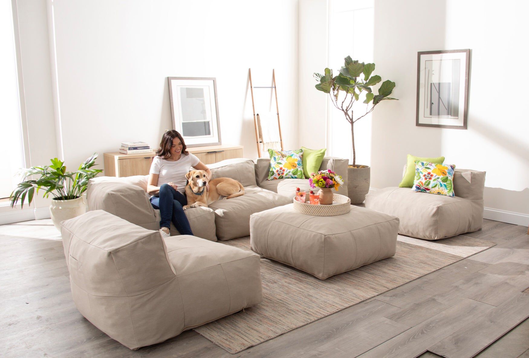 Indoor/Outdoor Santorini Modular Single Deep Seat Chair, TAUPE, hi-res image number 0