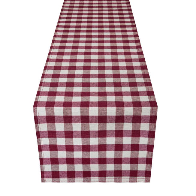 Buffalo Check Table Runner - 13-in x 90-in, BURGUNDY, hi-res image number null
