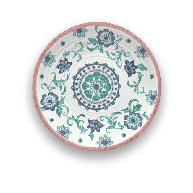 Rio Turquoise Floral Round Platter, TURQUOISE, hi-res image number 0