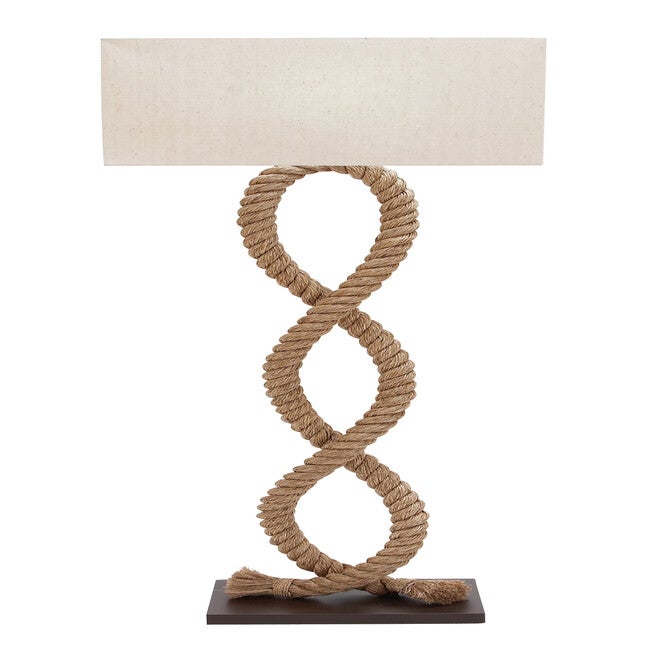 Brown Jute Rope And Iron Rustic Floor Lamp, BROWN, hi-res image number null