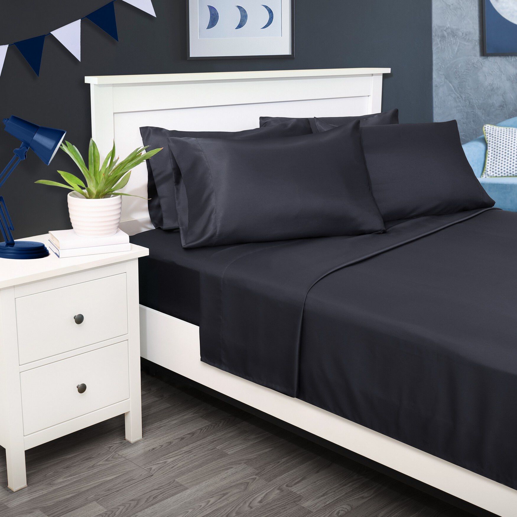 Ecko Solid Microfiber Sheet Set Sheet Set, GRAY, hi-res image number 0