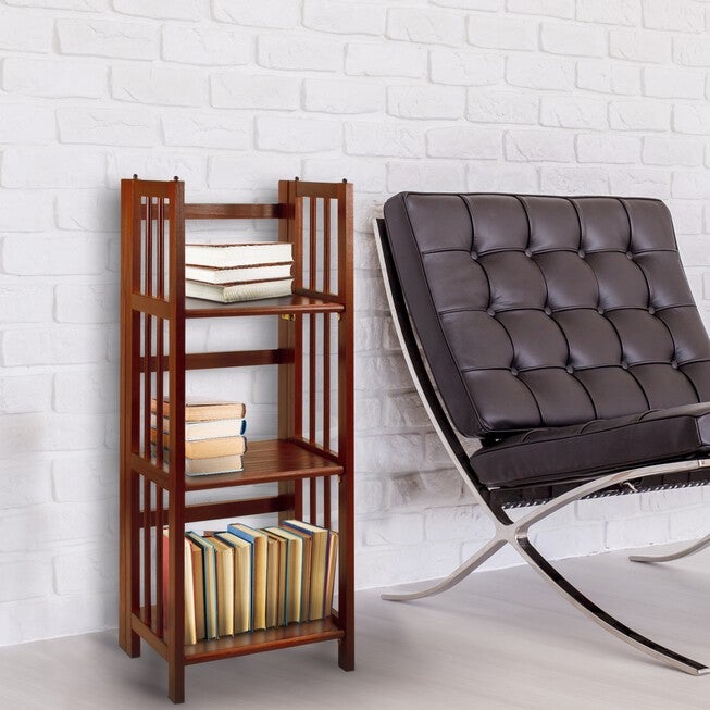 3-Shelf Folding Bookcase 14 inches Wide-Walnut, , alternate image number 7
