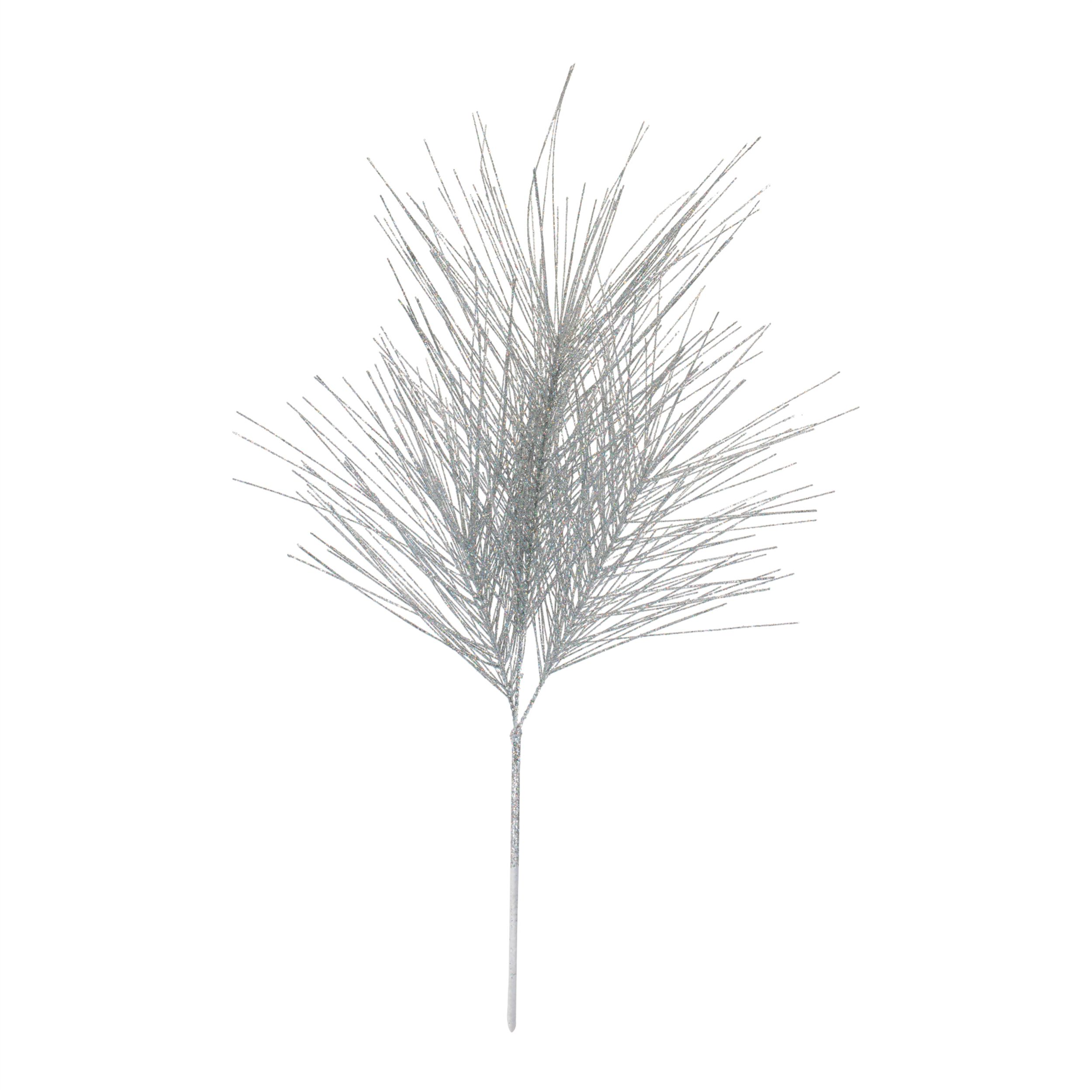Glittered Pine Spray (Set of 4), SILVER, alternate image number 3