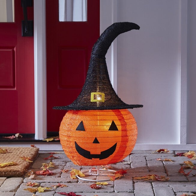 24 inchesH Pre-Lit Pop-Up Pumpkin, ORANGE, hi-res image number null