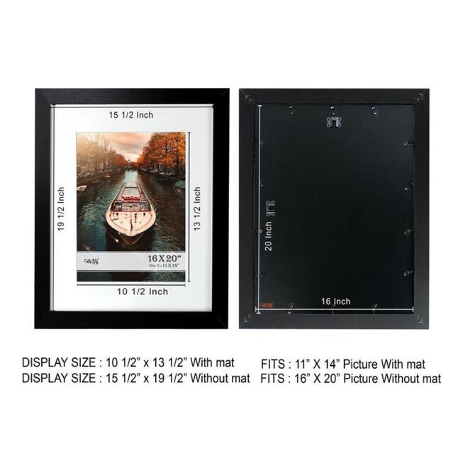 Black Wood Picture Frame With Mat 11X 14, , alternate image number null