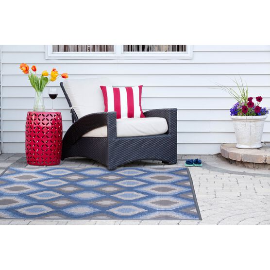 Blue Ikat Outdoor Rug 4X6 Ft Floor Coverings, , alternate image number null