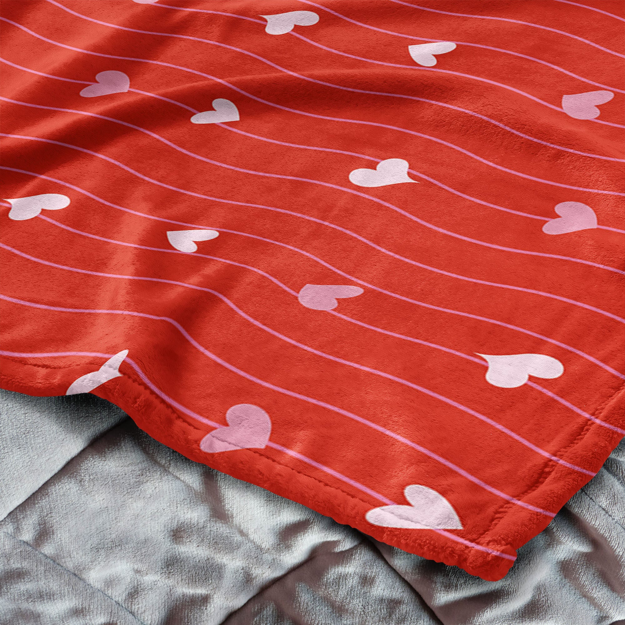 Valentine's Day Line Hearts Silk Touch Throw Blanket 50x60 Inches, LINE HEARTS, alternate image number 4