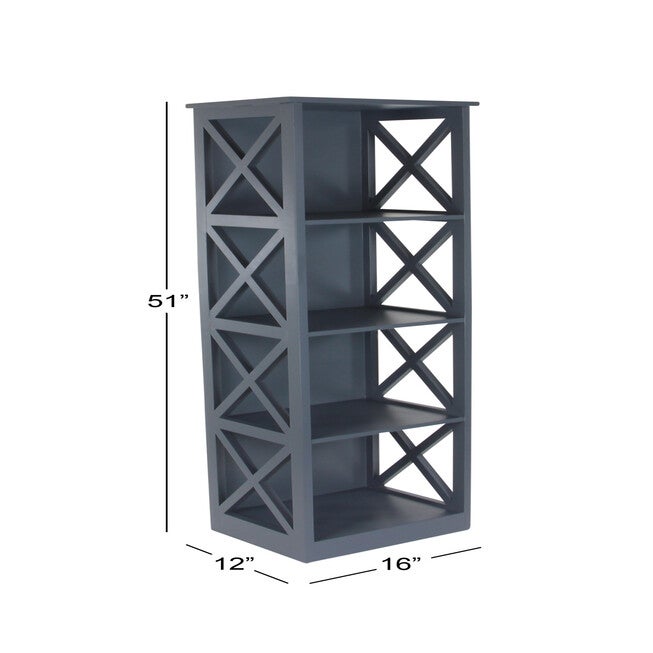 Grey Wood Traditional Shelving Unit, 51 inches x 16 inches x 12 inches, , alternate image number null