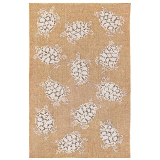 Liora Manne Carmel Seaturtles Indoor/Outdoor Rug Aqua 23"X7'6", SAND, hi-res image number null
