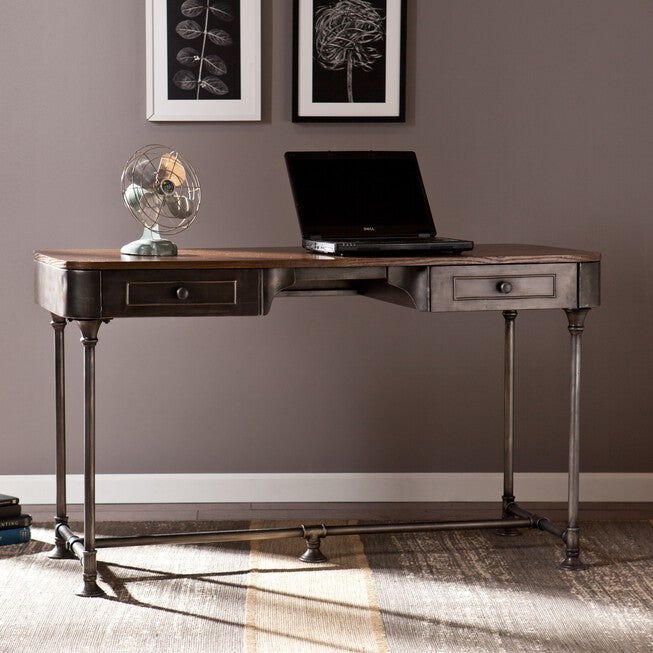 Edison Industrial 2-Drawer Desk, TOBACCO, hi-res image number null