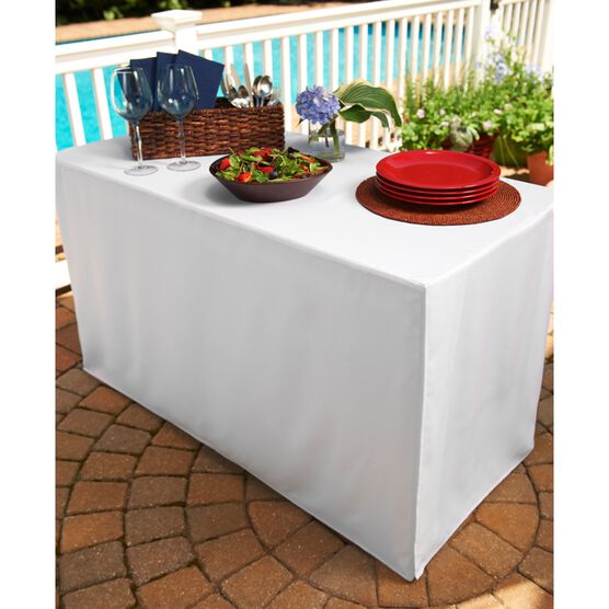 Fresh Ideas Table Cover for Folding Table, WHITE, hi-res image number null