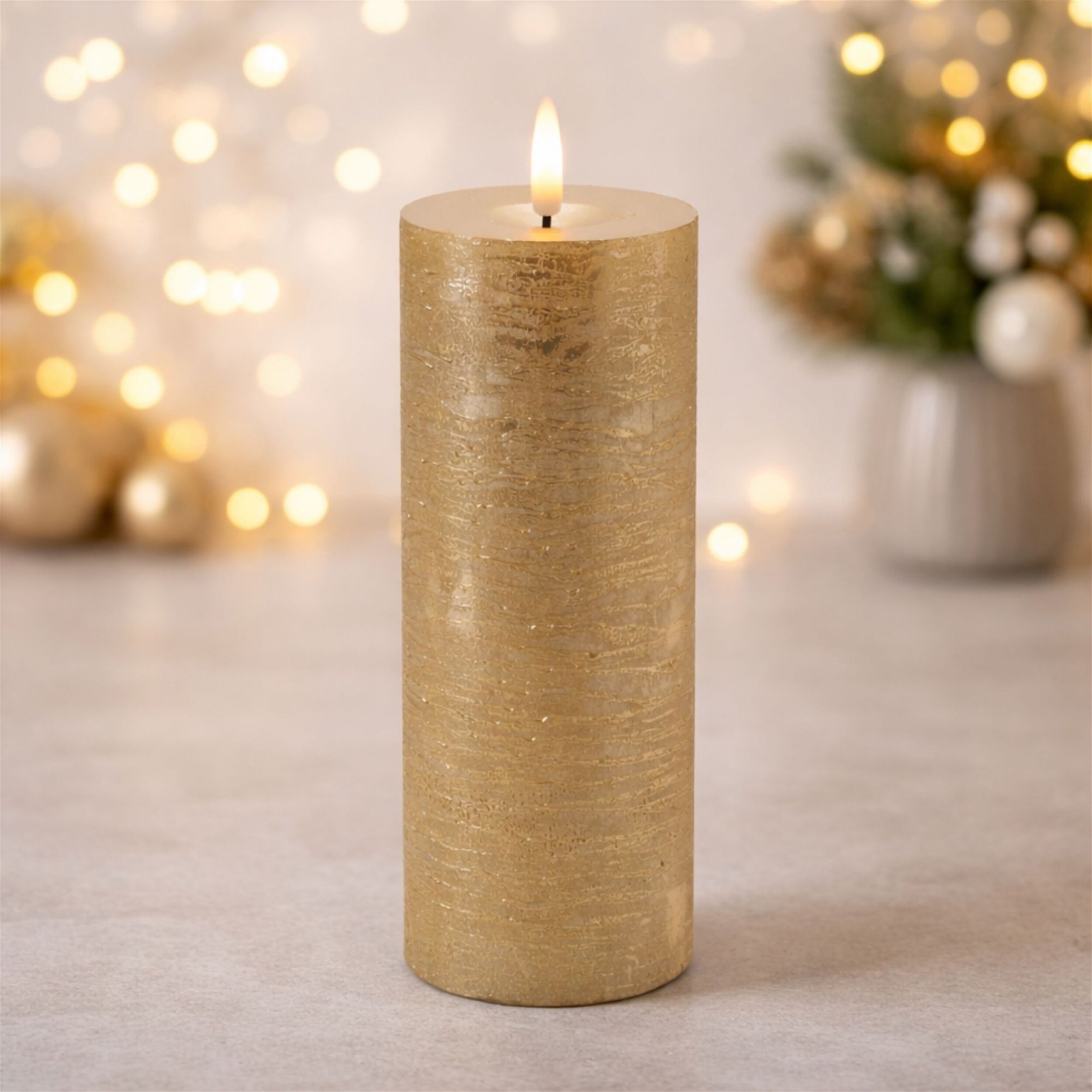 Metallic FIA Wick LED Candle (Set of 2), GOLD, hi-res image number 0