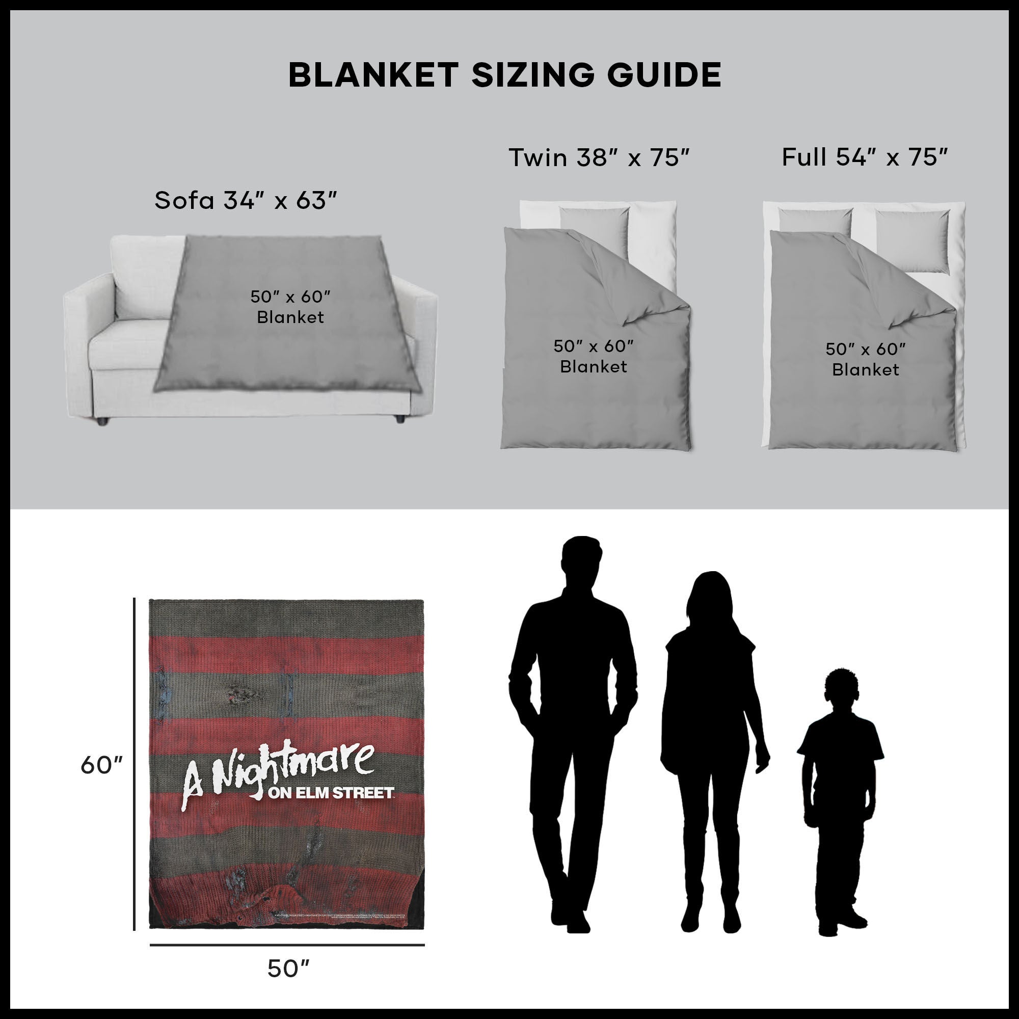 Warner Bros. Nightmare on Elm Street Sweater Silk Touch Throw Blanket 50X60 Inches, ELM STREET, alternate image number 5