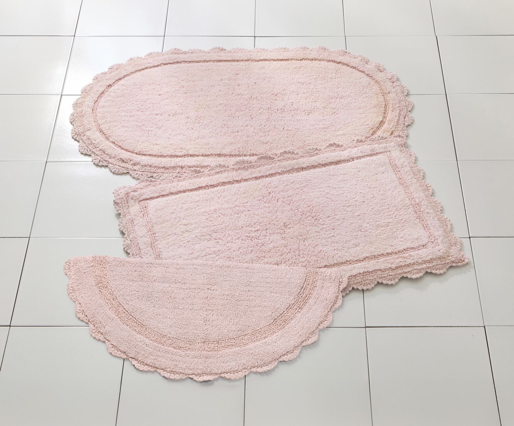 Half Round Crochet Bath Mat , , on-hover image number 1