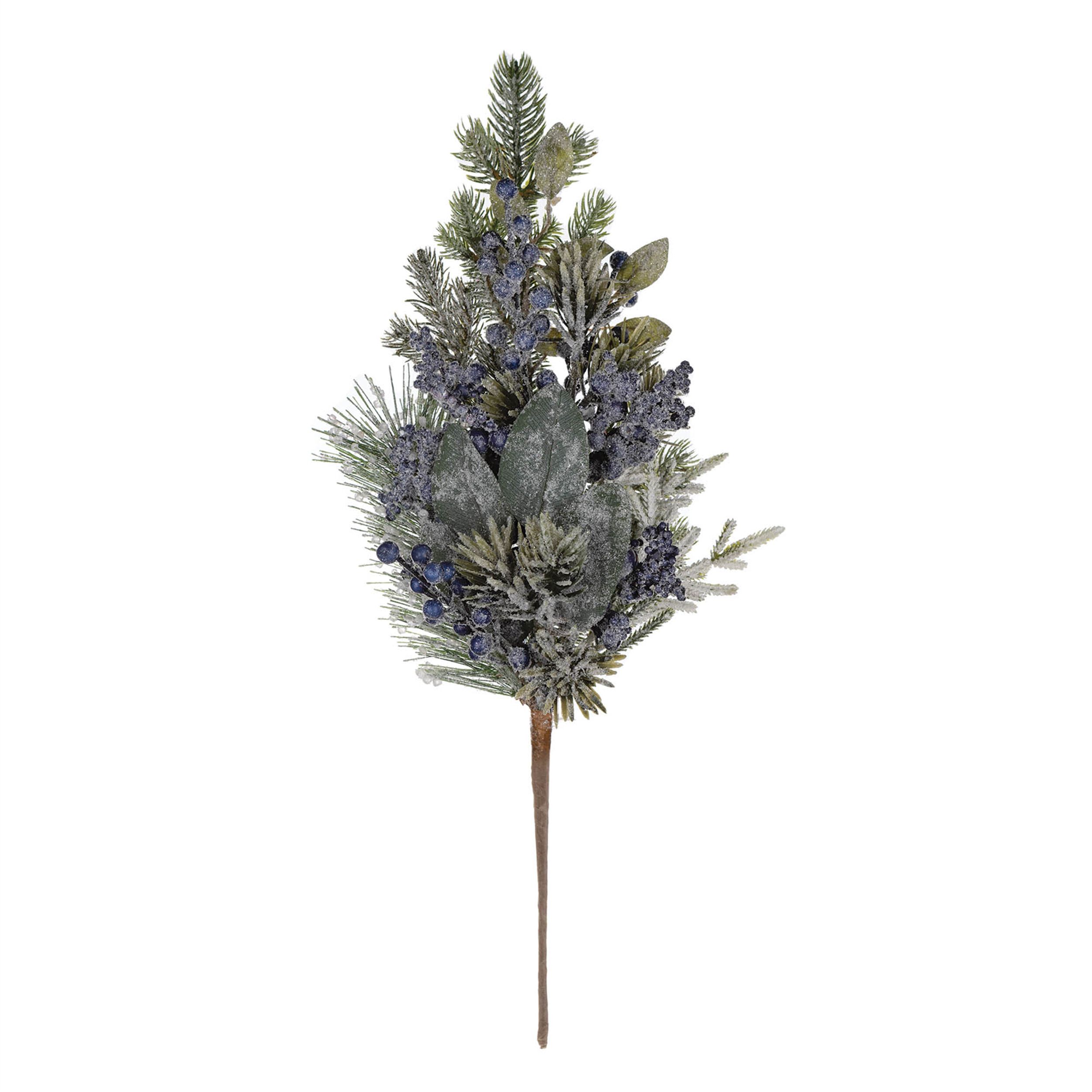 Frosted Blueberry Pine Spray (Set of 2), BLUE GREEN, alternate image number 1