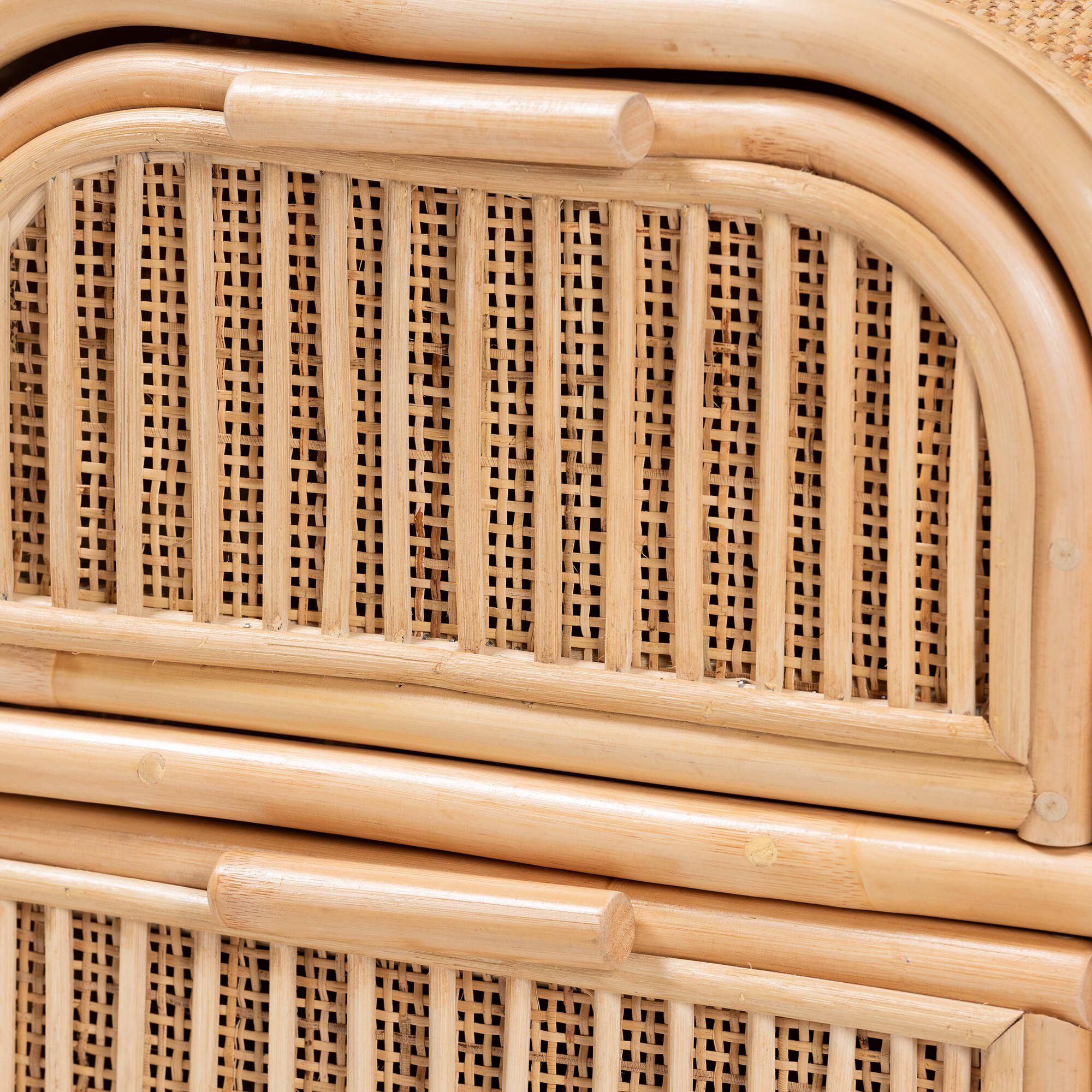 Adrika Bohemian Natural Rattan 2-Drawer Nightstand, NATURAL, alternate image number 6