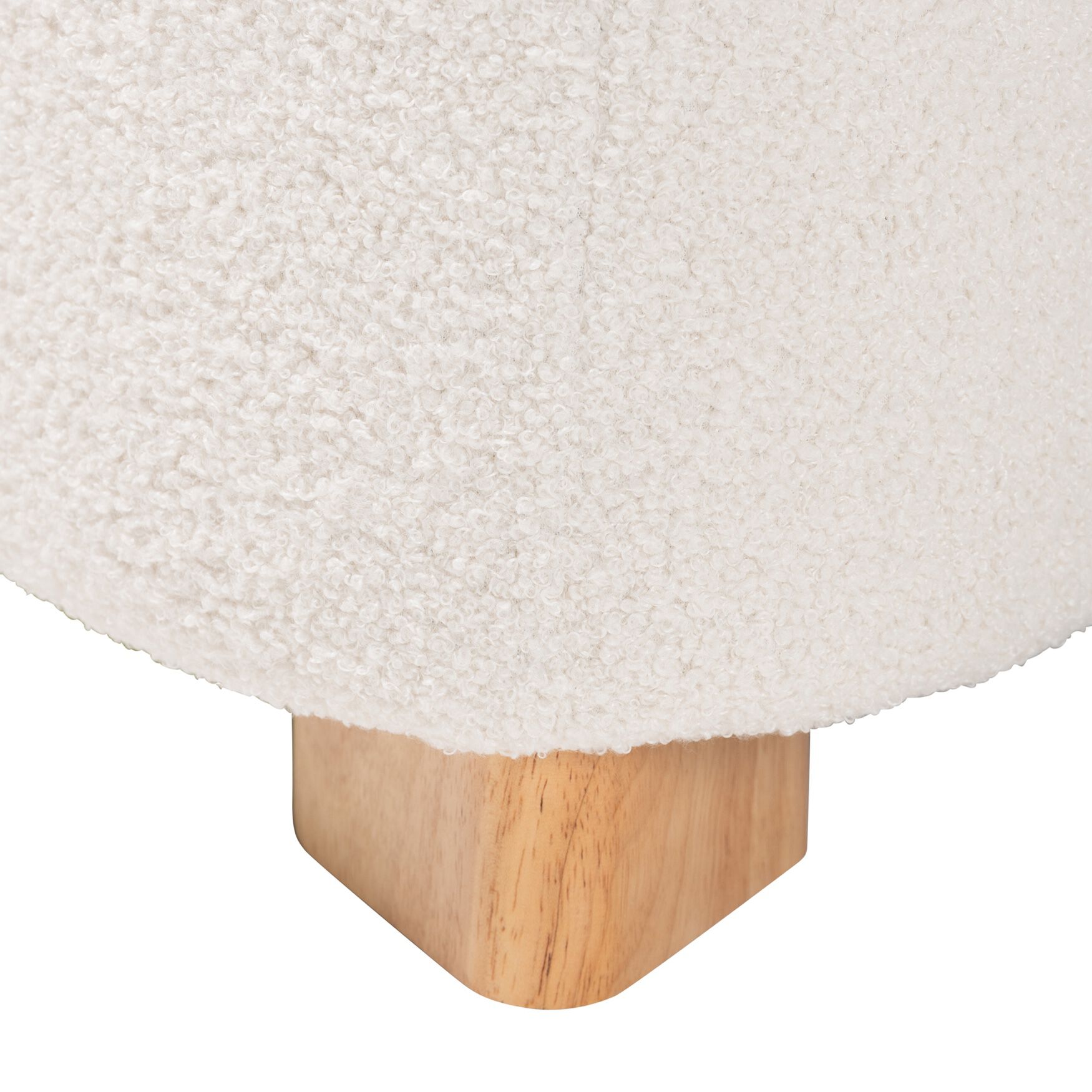 Brielle Modern And Contemporary Ivory Boucle Upholstered And Natural Brown Finished Wood Ottoman, , alternate image number 3