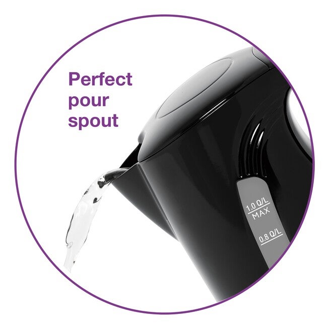 Compact Space Saving Cordless Jug Kettle 1 L/Qt - Black, , alternate image number null